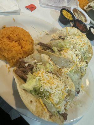 Steak Tacos with rice