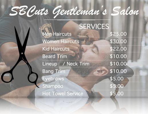 Price List of our Services!