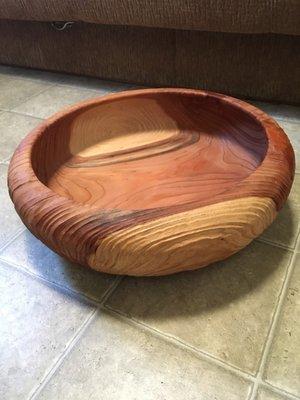 A nice Redwood Bowl made from a local tree that suffered from the drought.