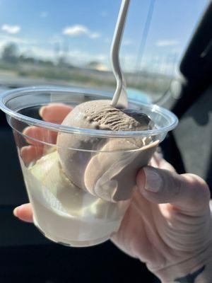 1 chocolate, 1 vanilla scoop