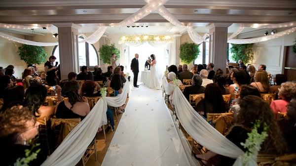 Wedding ceremony with runner.