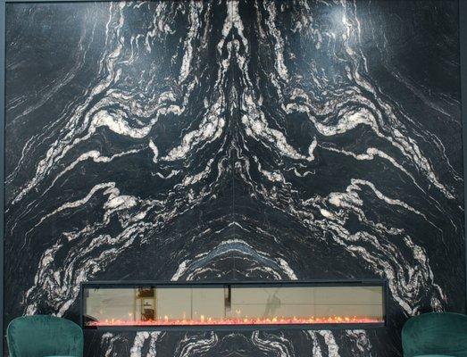 Showroom - Titanium Granite Fireplace