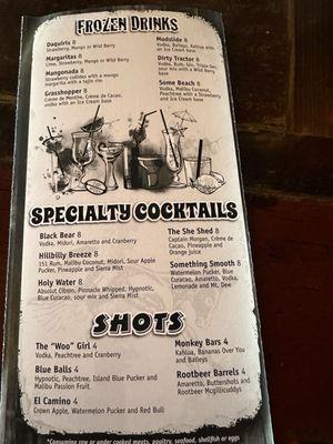 Frozen drinks & specialty cocktails