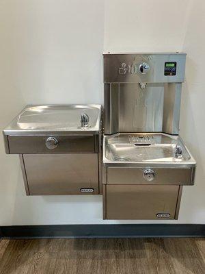 Elkay EZH2O Bottle Filling Station (right) & Water Fountain (left)