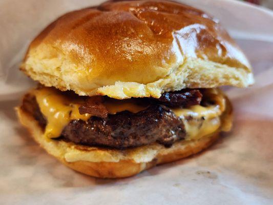 1/3 lb burger with bacon and American cheese