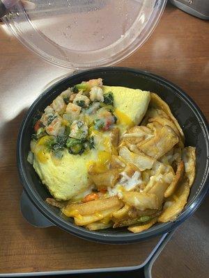 Shrimp Omelet with Breakfast Potatoes