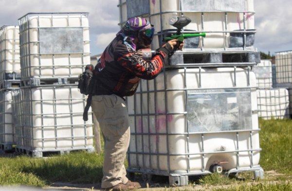 Logan with his Duck barrel...and it's LOUD