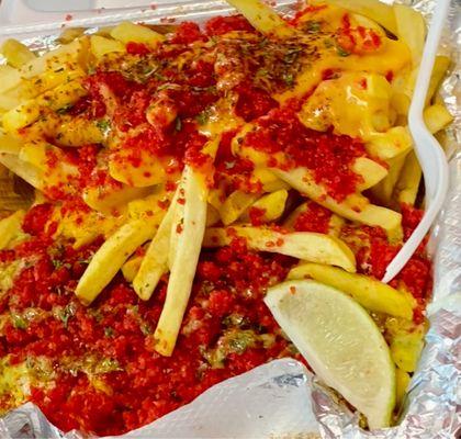 XXTRA Flamin' Hot Cheetos Cheese Elotes and Fries Combo