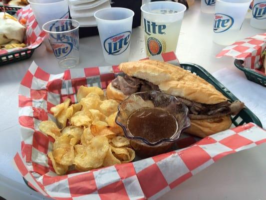 French dip for $9.00 it's pretty big so I would recommend splitting it.