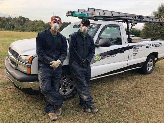 Ben & Brad after working in a crawl space providing excellent termite control in Loganville, GA