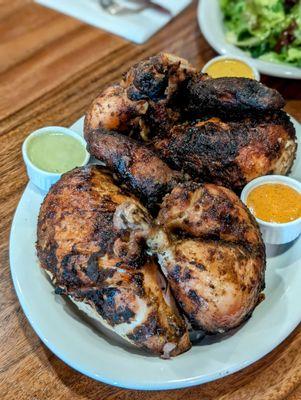 Whole chicken with sauces