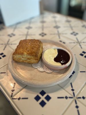 Biscuits with butter and jam