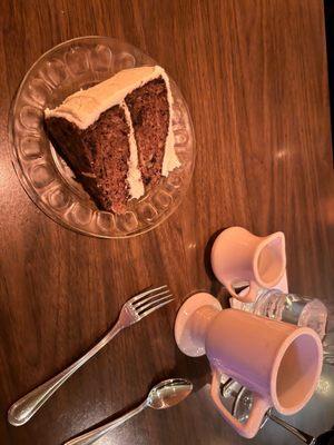 Carrot cake made in-house with coffee