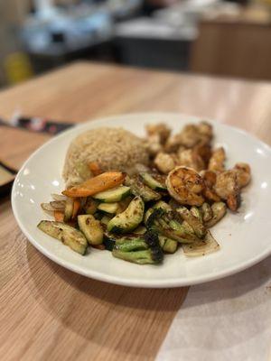 Hibachi chicken and shrimp.