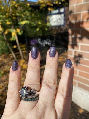 New nails from 11/16. The photo cannot relay how much they sparkle. I love them so much!