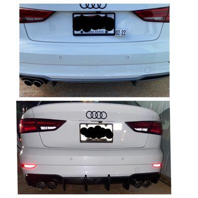 My rear diffuser/ exhaust before and after the install.