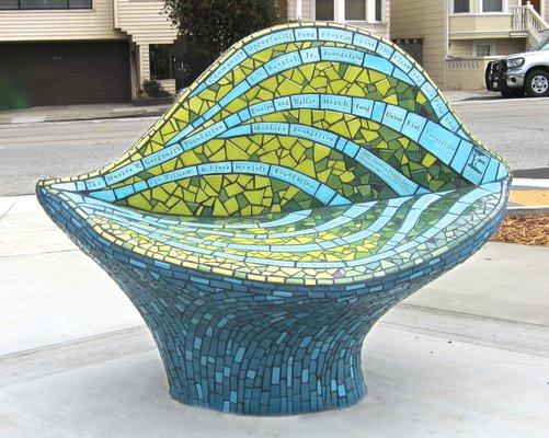 Mosaic sculpture at the entry of Balboa Park in San Francisco, CA. Created by Rachel Rodi.