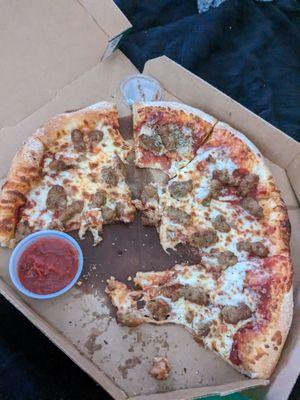 Very doughy and under cooked Pizza