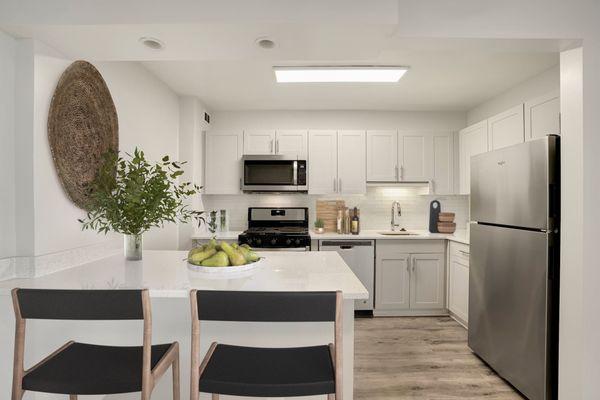 Updated kitchen with stainless steel appliances