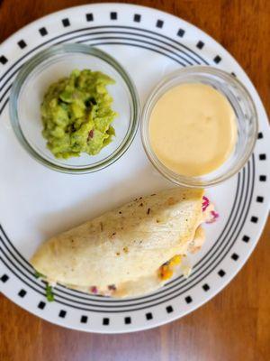 At home my to-go Crispy fish taco with queso and guac