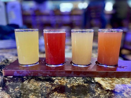 "Mimosa Flight" (strawberry, peach, orange, passionfruit)