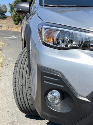 Glamour shot of tire tread.