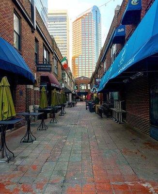 French quarter area in uptown Charlotte , look for the Irish flag and you'll find The Belfast Mill