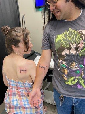 Marvel tattoos. Sylvie & Loki horns