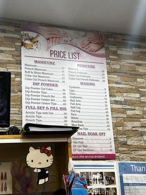 Price List (photo taken on 7/6/23)