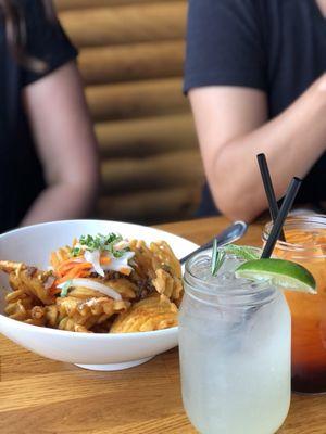 Bahn mi frites + limeade and Thai tea.  Yummm