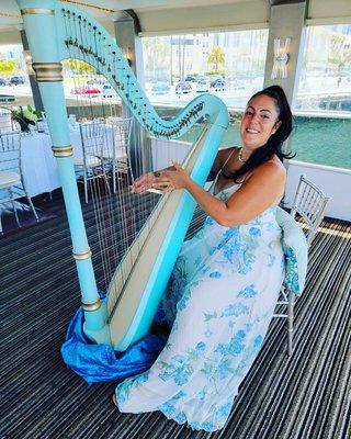 @capobianco.chiara in a $12.99 dress beautifully matching and playing her harp