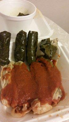 Cabbage rolls and stuffed grape leaves