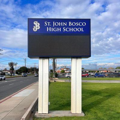 St John Bosco's new pylon sign with message board