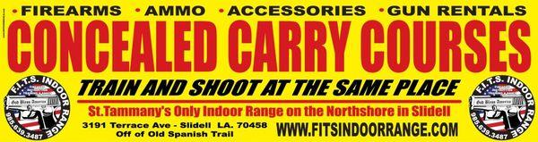 TRAIN & SHOOT AT THE SAME PLACE.  We offer Concealed Carry Classes and Renewal Classes every month. See our website  www.fitsindoorrange.com