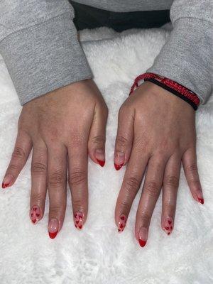 Valentine's heart gel nails