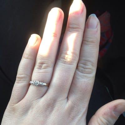 My fiancé proposed with his grandma's vintage engagement ring, which Andrew's Jewelers perfectly sized and cleaned to fit me.