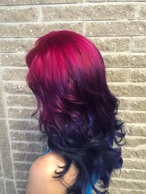 Lisa did exactly what I wanted and then some. Magenta-purple-blue ombré to perfection!