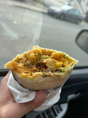 Cross section of the Chorizo Breakfasts Burrito