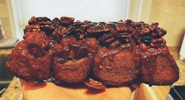 side view of the sticky bun loaf