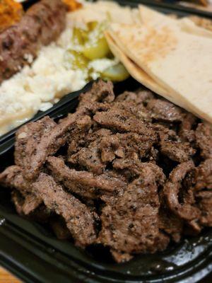 Close up beef shawarma.