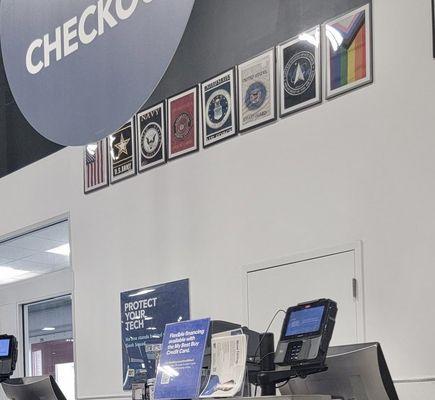 Best Buy sporting the gay flag along side the Military flags. And they have promotion opportunities that white people can't apply for.