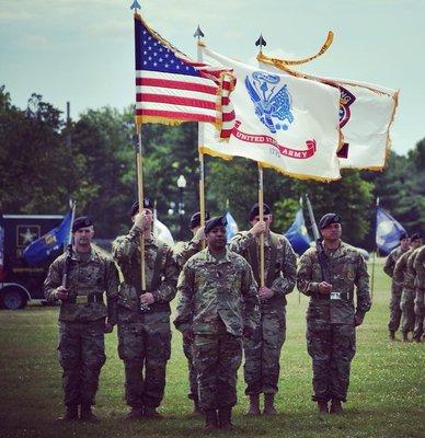 Some of our Hagerstown Recruiters displaying the Colors during a Change of Command ceremony