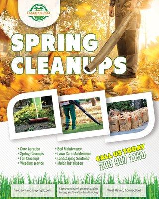 Contact Hands On Landscaping for your spring clean up needs.