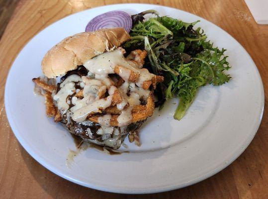 Poutine Burger with side salad