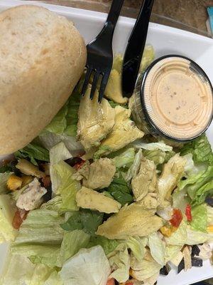 Southwest Chipotle Salad -what makes the salad is all the toppings. The lettuce is mixture of romaine and iceberg.