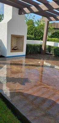 Brown metallic epoxy installed by N.FL.Concrete Flooring &Staining Inc