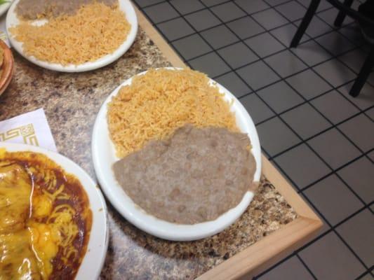 beans and rice served with entree