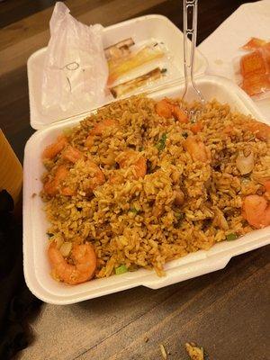 Look at the pink shrimp fried rice