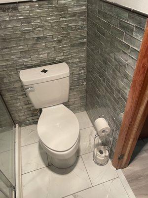 New toilet and tile work