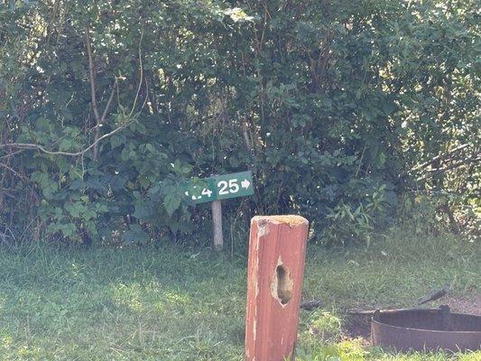 Site number designation signs, showing how close sites are to one another.